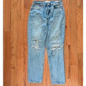 Denim Forum Aritzia Size 28L BoyFriend Highrise Loose Destroyed Jeans s12
